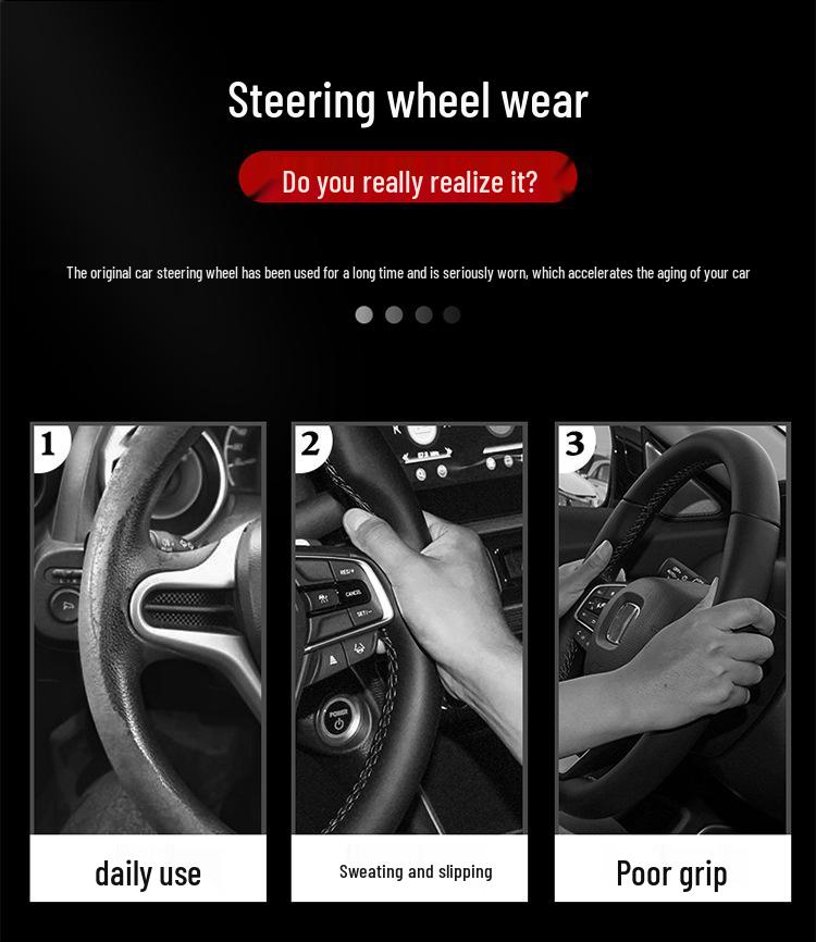Genuine Leather Suede Carbon Fiber Steering Wheel Cover for Toyota Crown Land Cruiser (12th-14th Gen)
