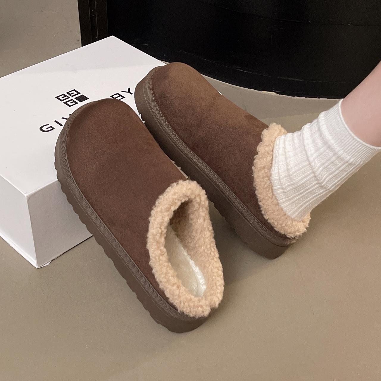 

Тапочки Mao Mao с головой сумки, полуподнос, обувь, женские, осенне-зимние, ретро, на плоской подошве, модные, повседневные, бархатные, на толстой подошве, снежные мопы 41 темно-коричневого