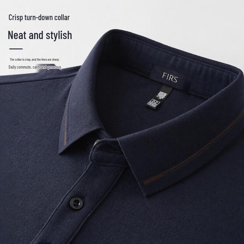FIRS Men's Long-Sleeve Brushed Jacquard Polo Shirt