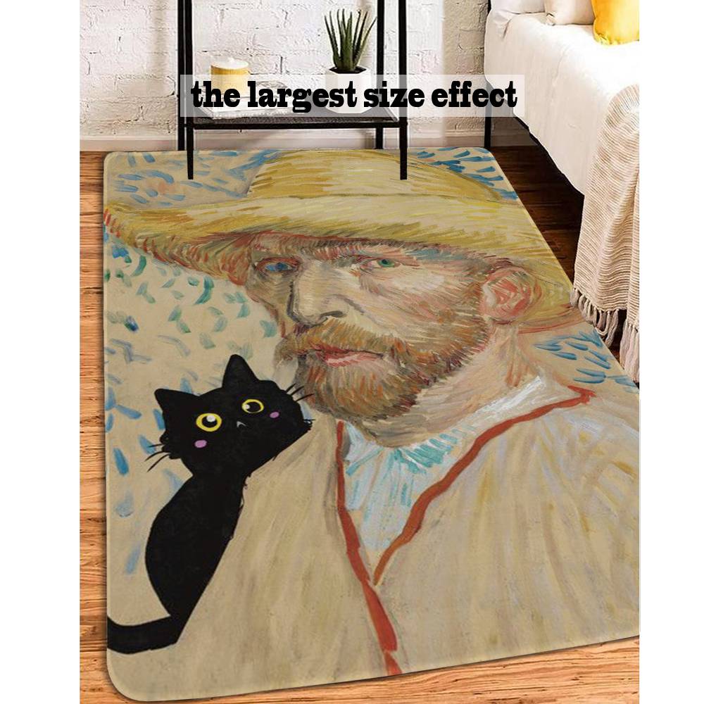 Black Cat Art Kitchen Mat Kids Room Bedroom Decoration Balcony Anti-Slip Doormat Living Room Alfombra 40cm x 60cm