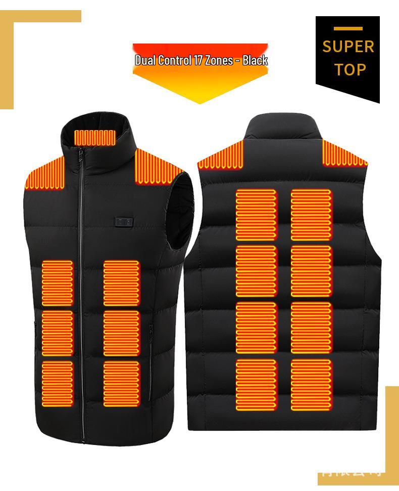 Herren USB-gesteuerte Winterheizweste mit Vierfachsteuerung, 26-Zonen intelligentes Heizen