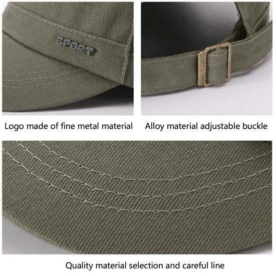 Sun Hat Sweat-absorbing Fine Stitching Soft Solid Color Army Military Cap for Outdoor