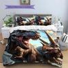 Dinosaur Bedding Set, T-Rex Triceratops Jurassic Print Duvet Cover Set, 3Pcs Bed Set with 2 Pillowcases for Bedroom Decor, No Comforter