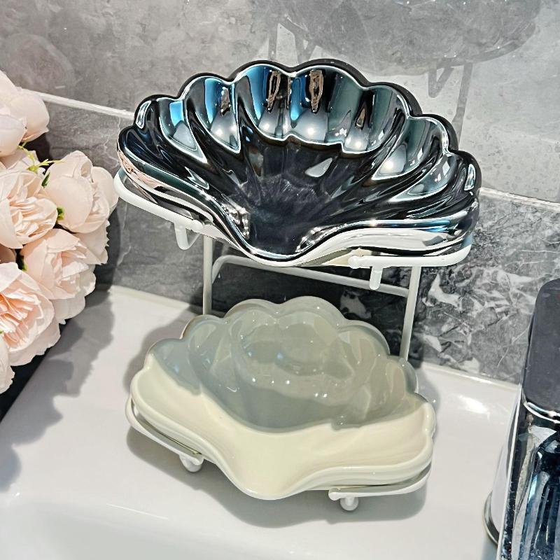 1 Pc Shell Soap Box Soap Box Storage Rack Toilet Hole Free Drainage Soap Box Bathroom Accessories Toilet Jewelry Storage Rack