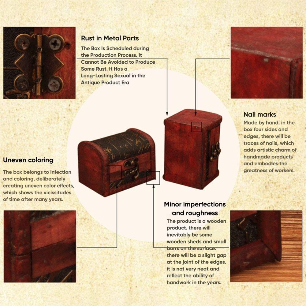 Retro Wood Storage Box Chinese Style Treasure Box Vintage Vintage Mini Box Home Decoration