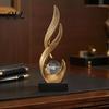 Wealth Accumulation Decoration Abstract Decorative Sculpture with Clear Crystal Ball, Modern Flowing Curve Tabletop Decor Statue Feng Shui Ornament