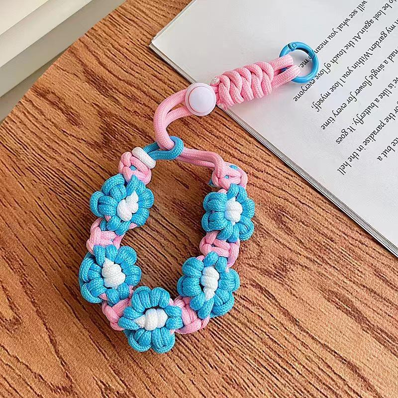 Braided Flower Wrist Strap Phone Lanyard: Short, Portable, Durable Anti-Lost Pendant Fashion Mobile Chain