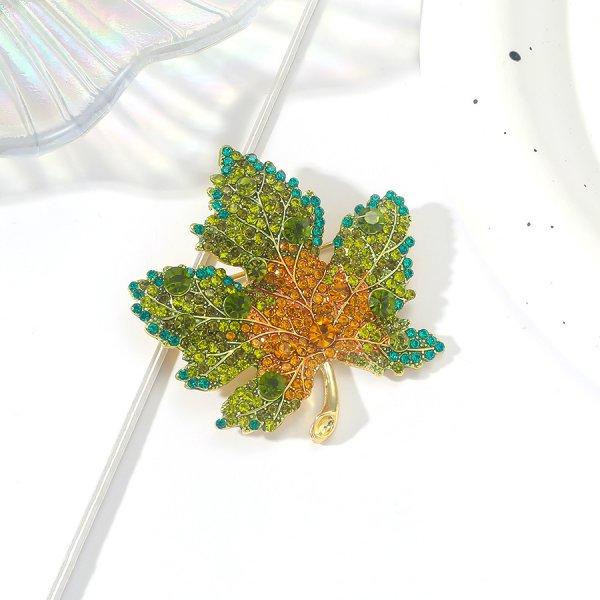 Gold Color Ginkgo Leaf Brooches Pins For Women Shiny Crystal Zircon Pearl Plant Brooch Corsage Wedding Party Clothing Jewelry