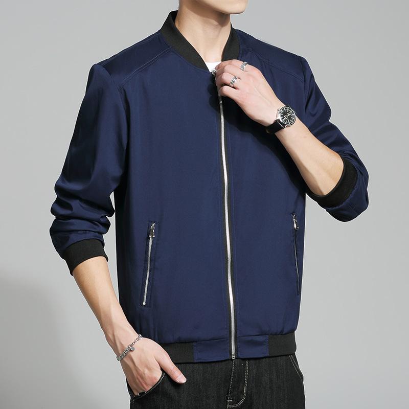 Frühling und Herbst Einfarbig Trendmarke Baseballuniform Herren Werkzeugjacke Herren Studenten Freizeitjacke Herrenjacke Baseballuniform