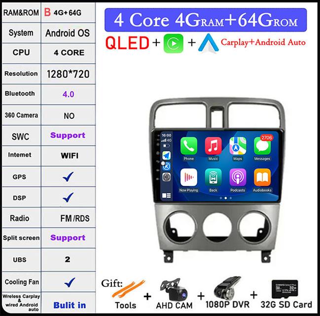 Android 14 For Subaru Forester SG 2002 - 2008 Car Player Autoradio Radio GPS TV Multimedia Carplay Lettore Vehicle Navigation