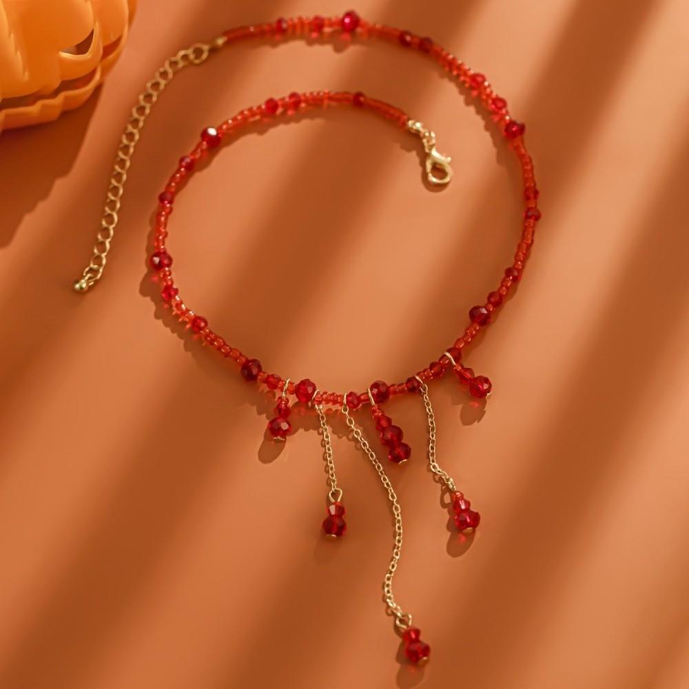 Gothic Halloween Collarbone Chain Red Halloween Choker Fashion Blood Drop Necklace Girl