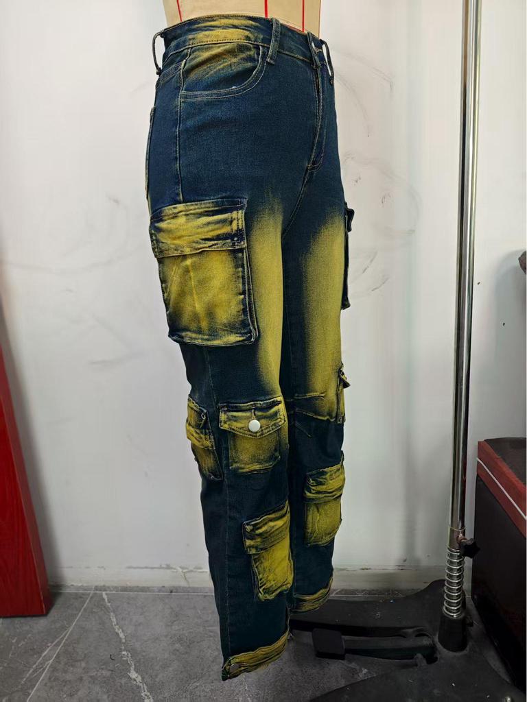 Rebellisk Estetik Tie-Dye Vida Ben Högmidjade Byxor