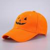 Halloween Baseball Hat Halloween Embroidered Pumpkin Face Baseball Cap Breathable Adjustable Outdoor Sun Hat