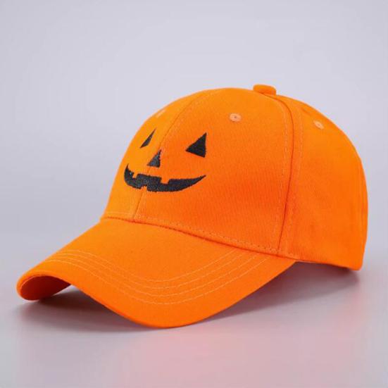 Halloween Baseball Hat Halloween Embroidered Pumpkin Face Baseball Cap Breathable Adjustable Outdoor Sun Hat