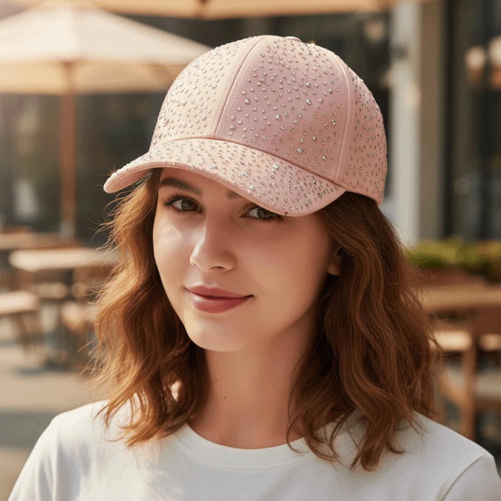 Solid Color Hotfix Rhinestones Baseball Cap Cotton Sunscreen hat sunshade hat Girl