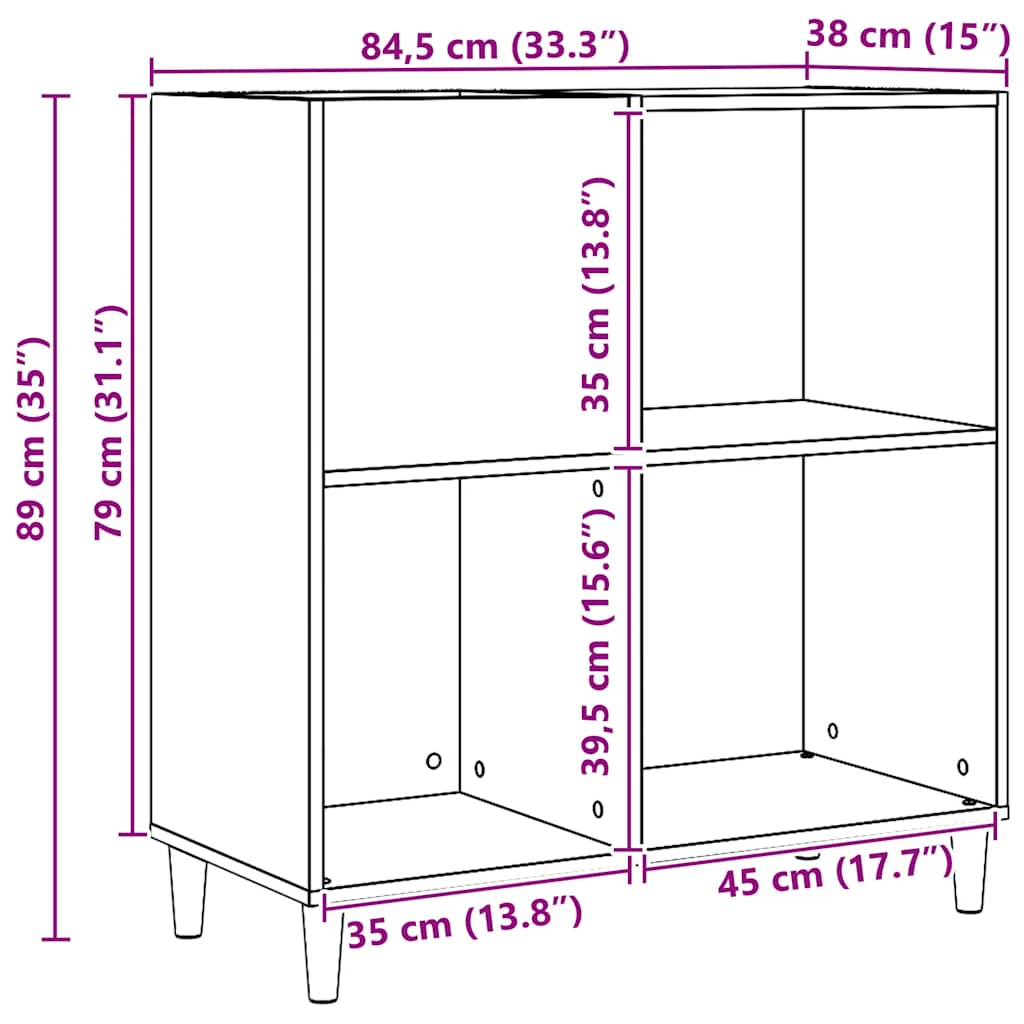 Artisan Oak Record Cabinet 84.5 x 38 x 89 cm Engineered Wood