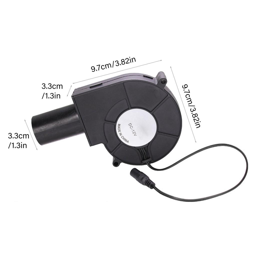 Powerful 12V Electric Blower Durability Construction For Fireplaces Stove Outdoor Cooking And Electronic Device Cooling