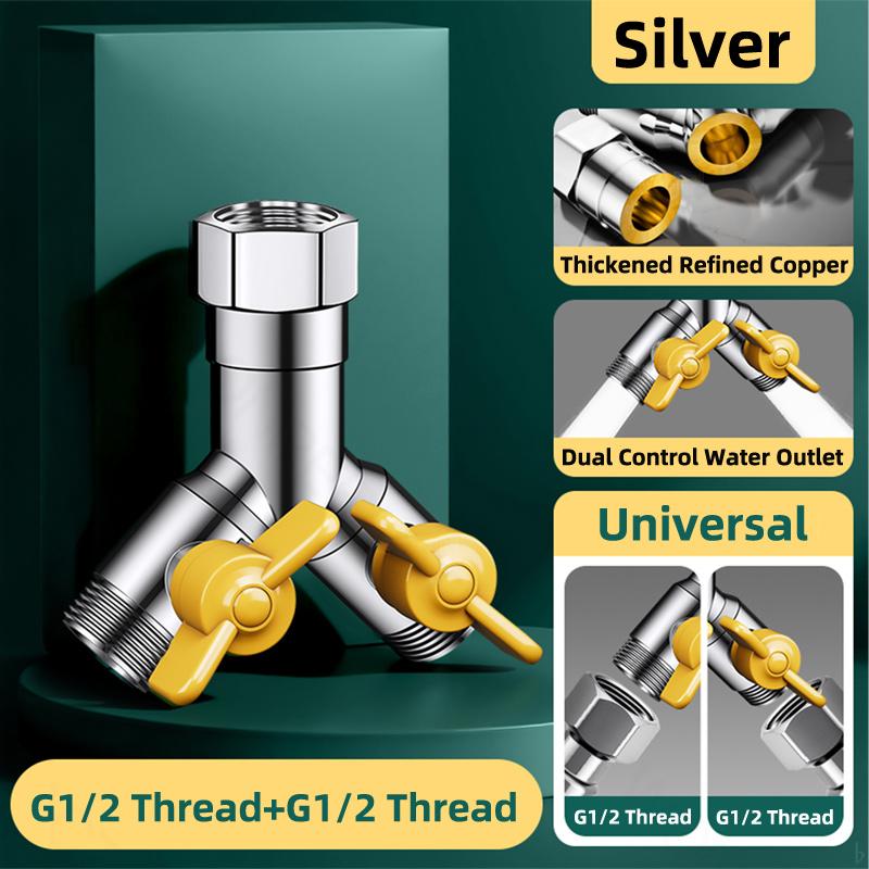 Multifunctional Faucet Diverter One in Two Out Angle Valve Three-Way Water Divider Washing Machine Inlet Pipe Connection Valve