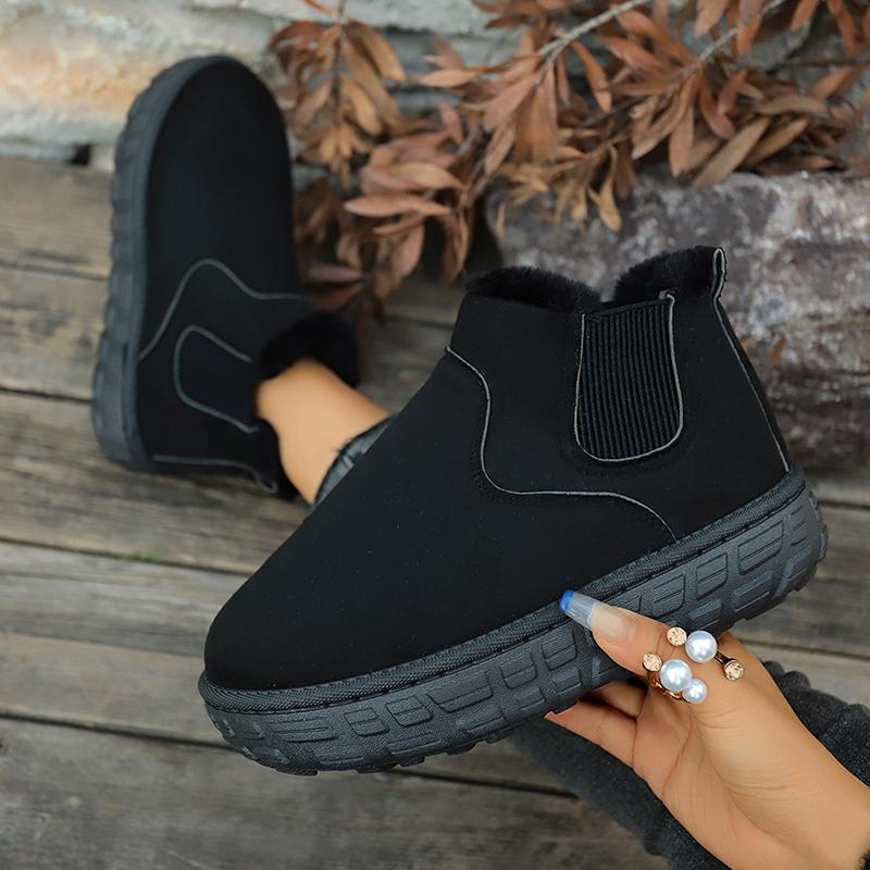 Fashion Winter Women Snow Boots 2025 New Plush Warm Casual Chelsea Ankle Boots Flats Platform Comfortable Ladies Shoes Zapatos De Mujer
