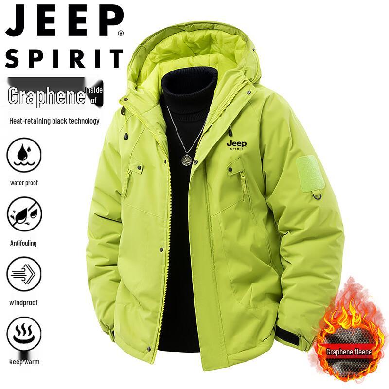 JEEP SPIRIT Férfi Őszi/Téli Kapucnis Polár Bélésű Vízálló Kültéri Kabát