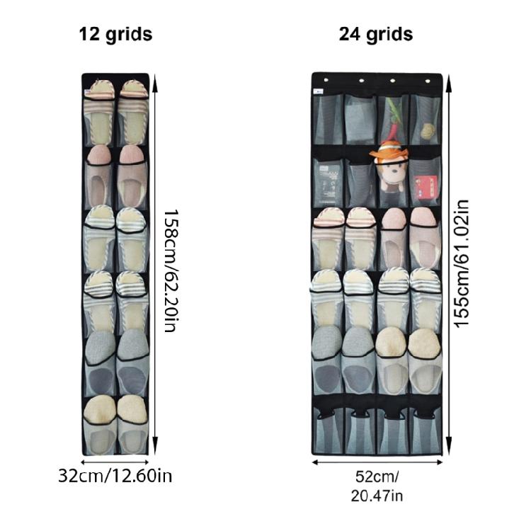 12/24 Grid Hanging Shoe Rack Over the Door Hanging Shoe Organizer with Hooks for Home