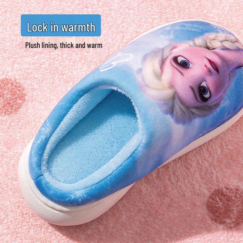 Girls' Winter Cotton Slippers - Soft Plush, Non-Slip Indoor Shoes for Middle & Big Kids