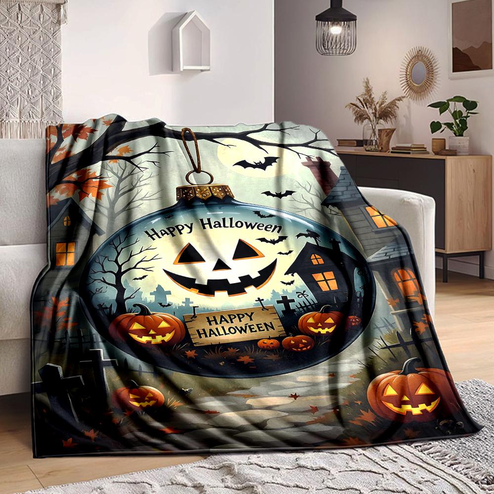 1Pc Halloween Ornament Jacko'Lanterns Blanket Soft And Comfortable Casual Warm Camping Travel Christmas Halloween Gift M917104