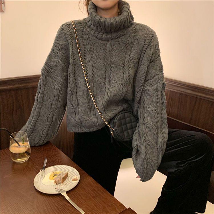 Autumn and Winter Jackets Solid Color Loose Casual Jacket Knitted Fashion Girls Sweater