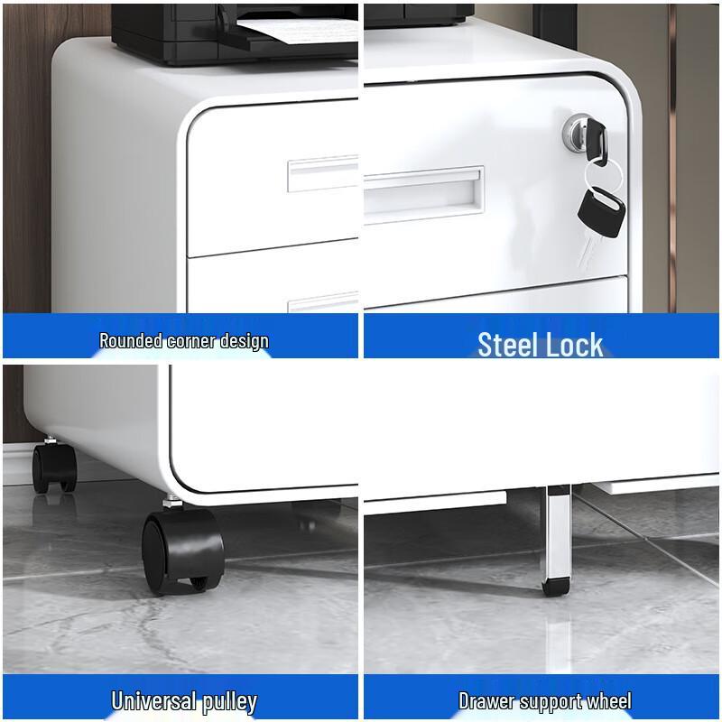 Longchan Steel 3-Drawer Mobile File Cabinet with Key Lock