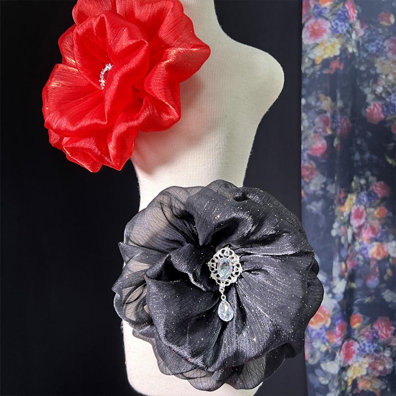 Applicazione Fiore 3D Grande Patch Applicazione per Abiti da Donna Spilla di Lusso di Design Accessorio Spalla Sposa da Palcoscenico