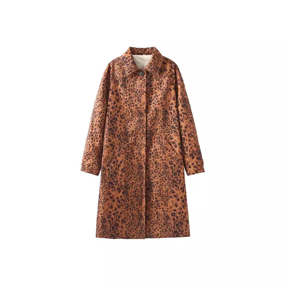 2024 Summer New Product Women's Fashion and Casual Versatile Long sleeved Animal Pattern Printed Long Windbreaker