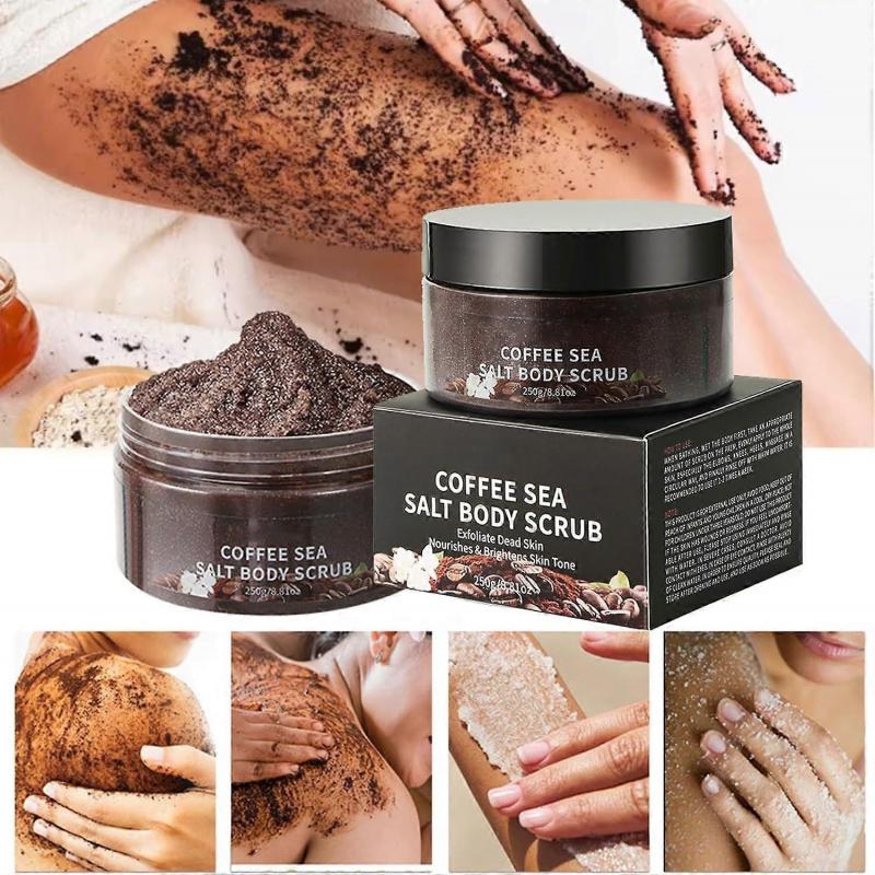 Coffee Sea Salt Body Scrub,Natural Sea Salt Coffee Scrub,Sea Salt Body Scrub,Coffee Exfoliating Body Scrub Exfoliator,Exfoliating Coffee Body Scrub wi