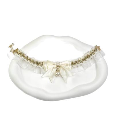 Collar para perro o gato con lazo de encaje, ajustable, para gato, joyería, accesorios decorativos para mascotas