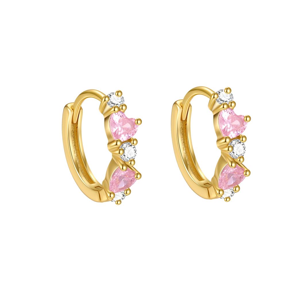 925 Sterling Silver Heart CZ Hoop Earrings for Women Dainty Gold Plated Zircon Huggie Hoops Hypoallergenic Cute Jewelry