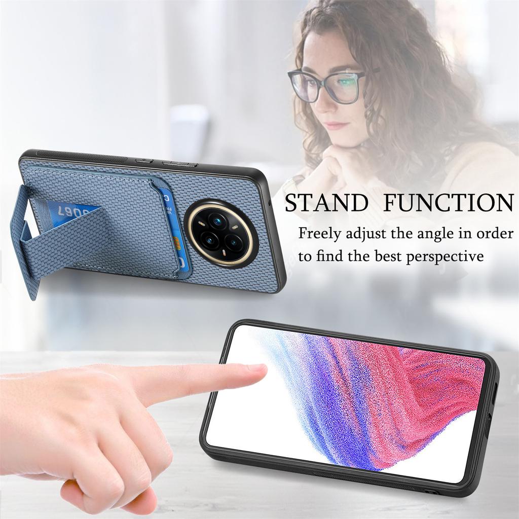 Pro Realme 14 Pro 5G Pouzdro Držák na karty Textura karbonových vláken Kůží potažený TPU Kryt na telefon
