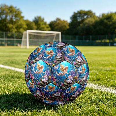 1pc Mermaid Underwater Fantasy Theme Soccer Ball Football, Size 5, Lightweight PVC, Durable Outdoor Training Soccer Ball, Gift M6146