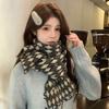 Classic rhombus plaid blended scarf women's winter Korean atmosphere versatile warm wool knitted scarf