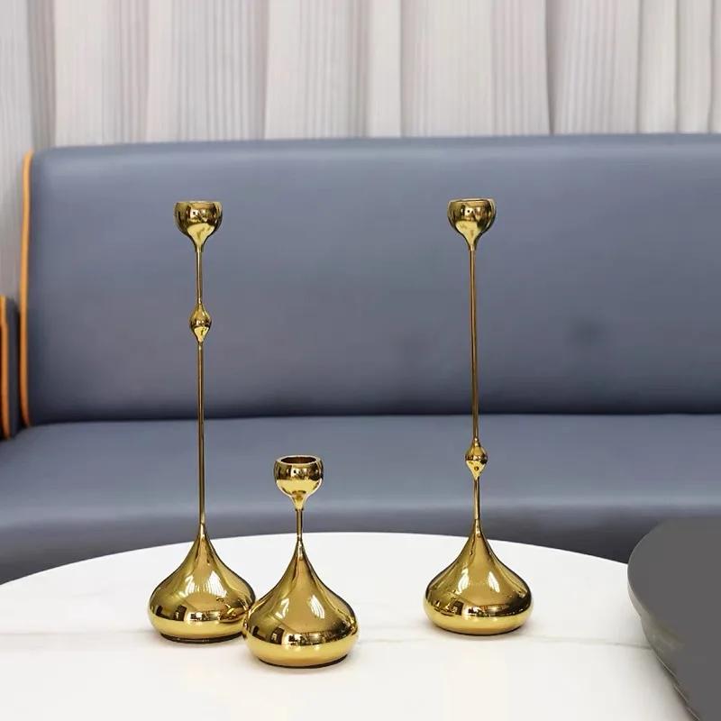 Creative Water Drop Candlestick Candelabrum Candle Holder Gold Geometric Candle Holder Desktop Storage Wedding Centerpieces