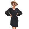 Temperament and Elegance Outer Wear Fashion Women's Black Long-sleeved Loose Dresses Fall