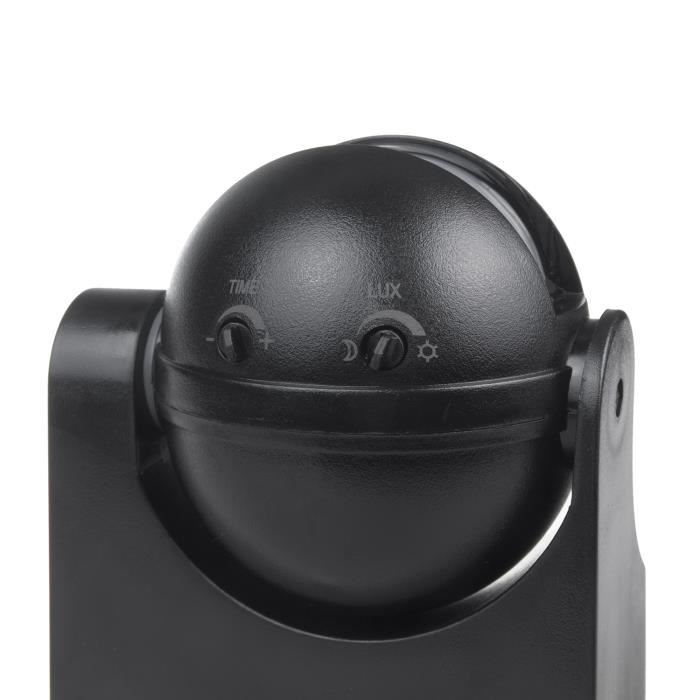 Détecteur de mouvement pir infrarouge maclean mce358 b noir ip44 portée 12m charge max. 800-1200w
