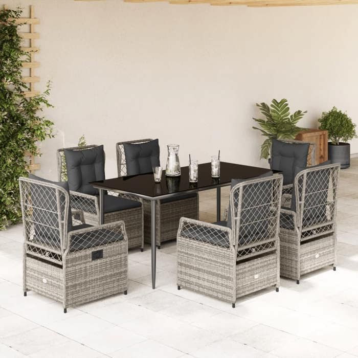 VidaXL 7-piece Garden Dining Set and Cushions Grey Rattan 3262989