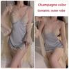 Sexy Plus Chest Pads Gather Nightgown Backless Temptation Pajamas Robe Women's Home Set