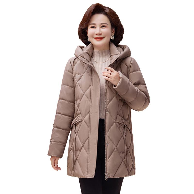 Mom's winter down cotton-padded clothes are fattened and enlarged, and the new foreign-style middle-aged and elderly coats are women's autumn and wint