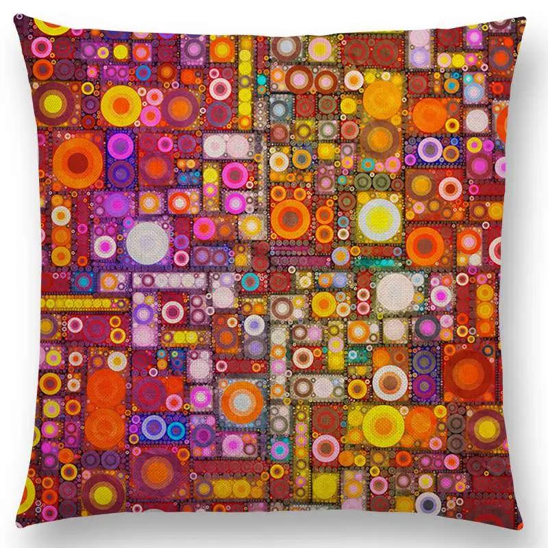 Butterfly Dream Love Flowers Sofa Throw Pillow Case Soul Heart Tulip Golden Circles Floral Stained Glass Colorful Cushion Cover