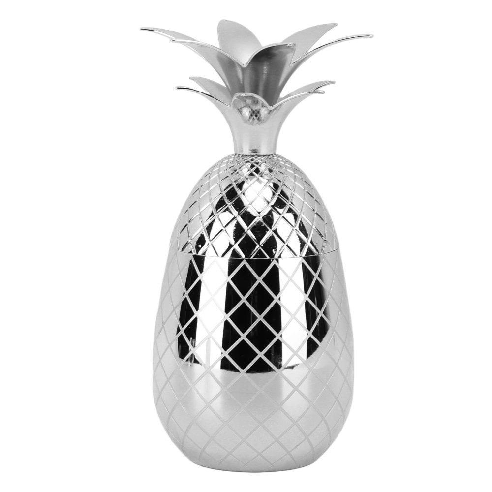 

With Lid Pineapple Cup Stainless Steel Metal Drinking Glasses Cocktail Shaker Bar Party серебряный
