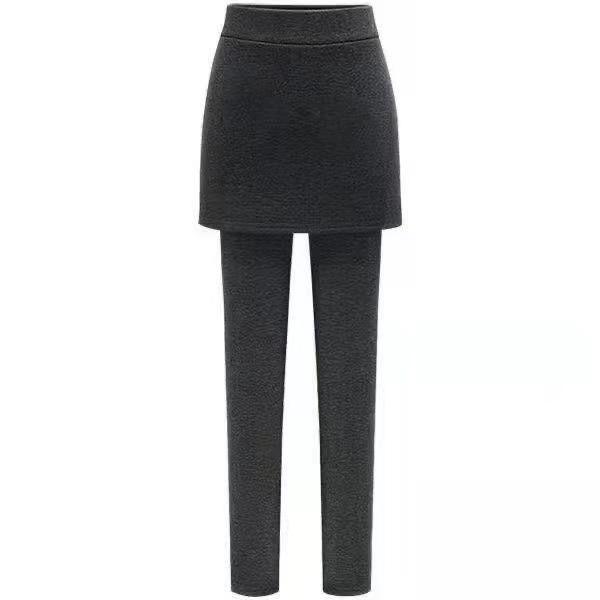 

High-Waist Korean-Style Pleated Skirt with Plus Velvet - Winter Thickened, Two-Piece Faux Design, Warm Base Layer Pants Skirt. S (70-80 lbs)