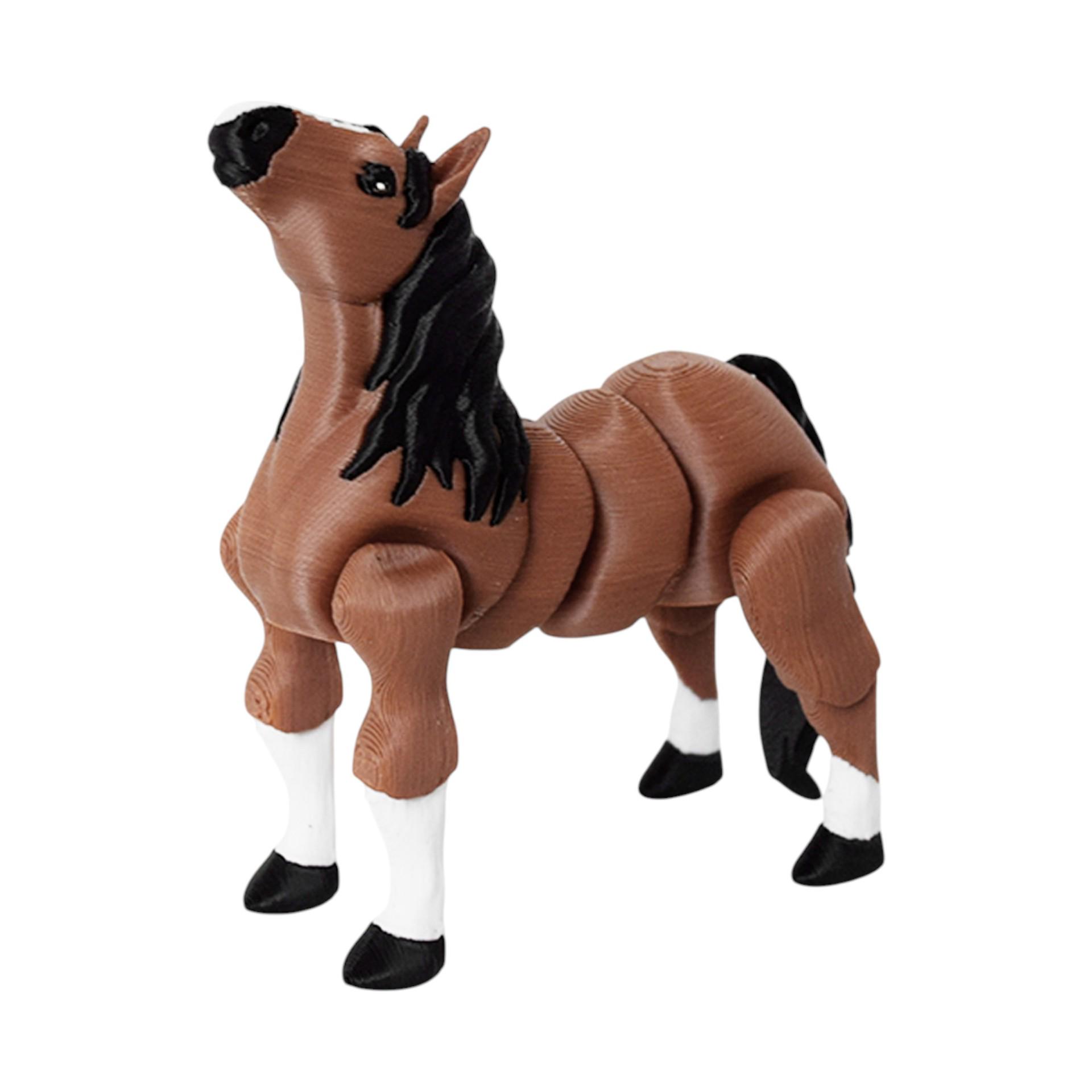 3D-печатная шарнирная фигурка лошади, игрушка: Креативное ручное украшение в подарок Brown