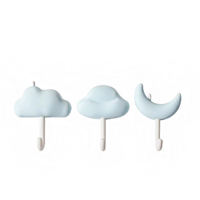 Creative Cute Cloud Shape Nail-free Wall Clothes Hooks Kids Room Decorative Key Hanging Hanger Kitchen Storage Hook