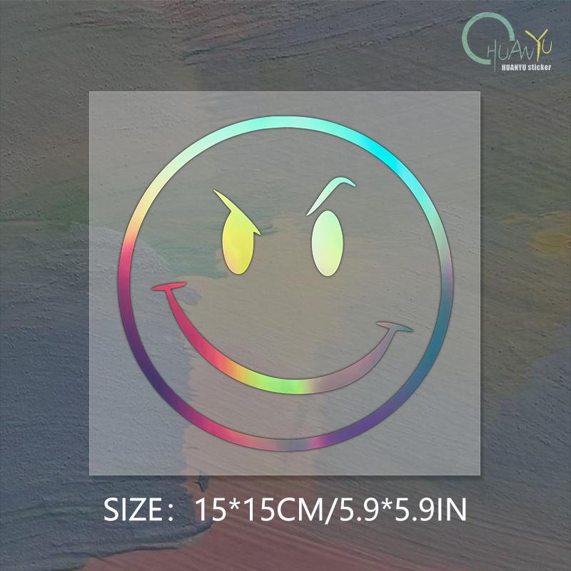 Die-Cut Vinyl Decal For Evil Smiley Face Car Sticker Waterproof Auto Decors on Car Body Bumper Rear Window Laptop