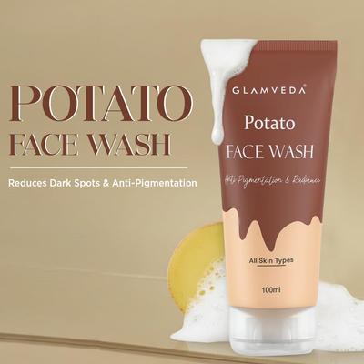 Glamveda Potato Face Wash for Anti Pigmentation Removal 100ml | Natural Skin Brightening Cleanser Facewash for Women | Reduces Dark Spots, Uneven